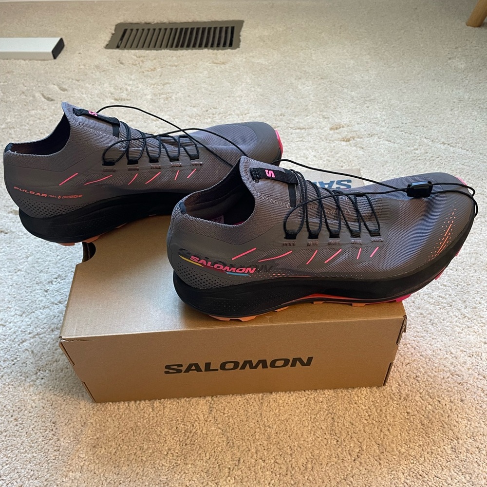 Salomon Gray Athletic Trail Shoes with Pink Accents - Picture 5 of 8